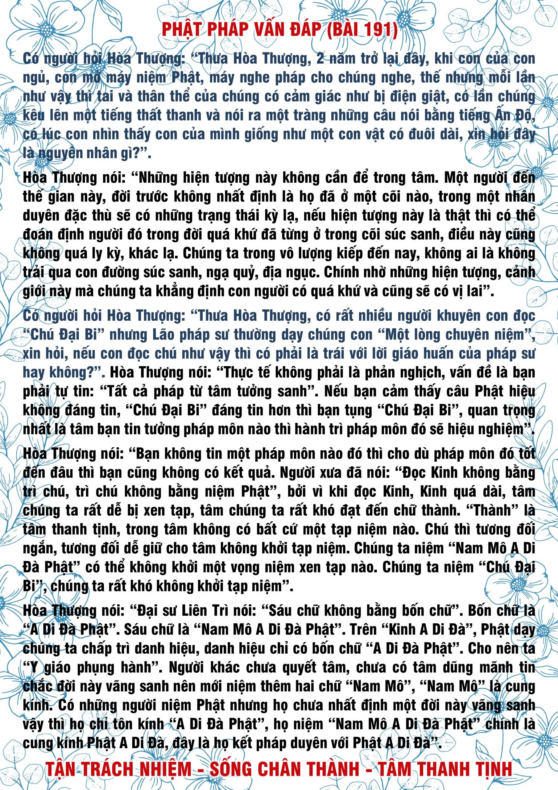 191 · Phật Pháp Vấn Đáp - 191